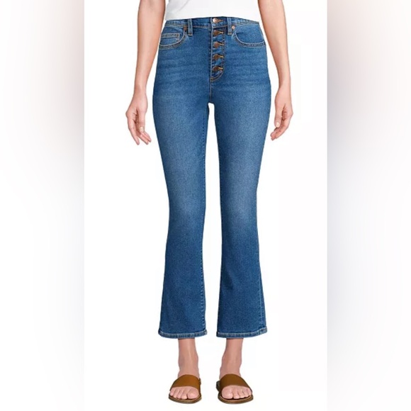 Lands' End Recover High Rise Button Fly Kick Flare Women's Jeans - Size 16 - Picture 1 of 6